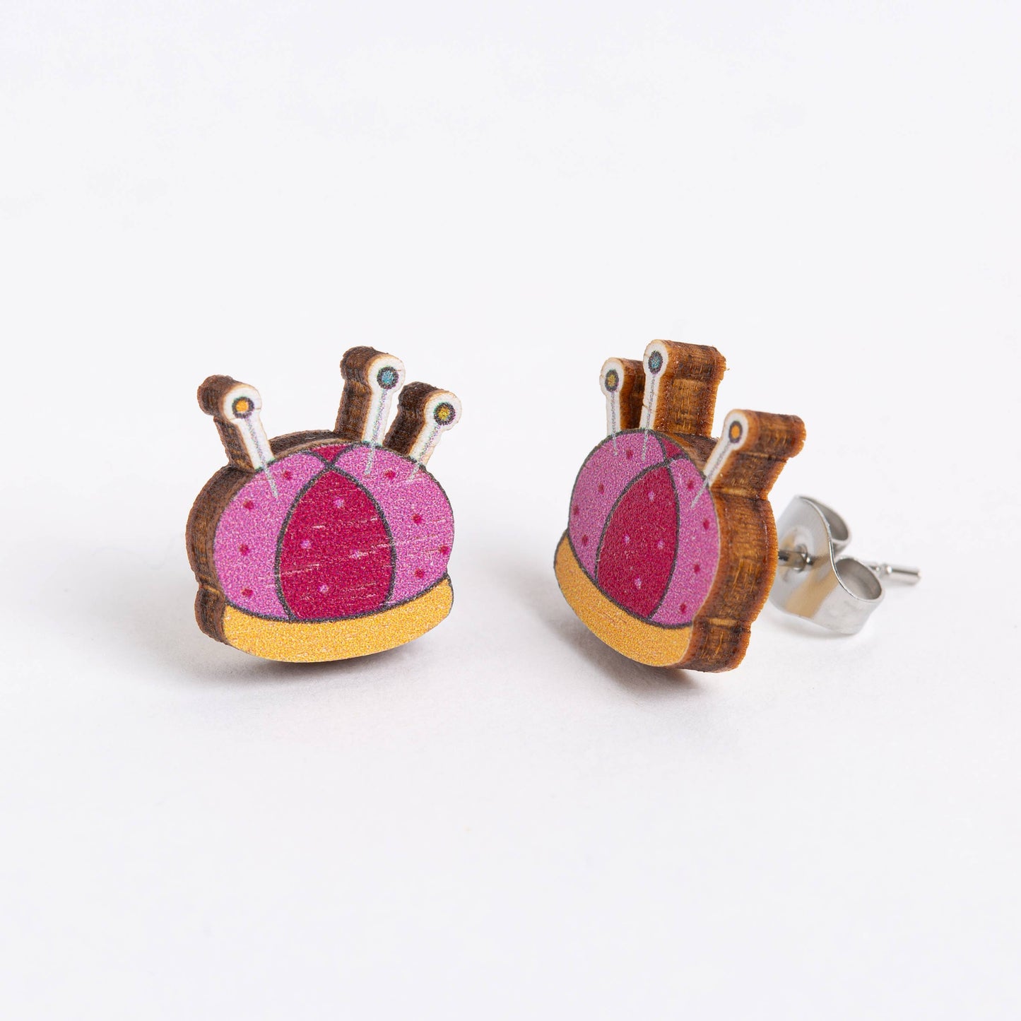 Pincushion Wooden Earrings