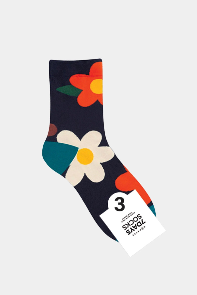 7DAYSSOCKS - Women's Crew Great Flower Socks KW-C-170-3