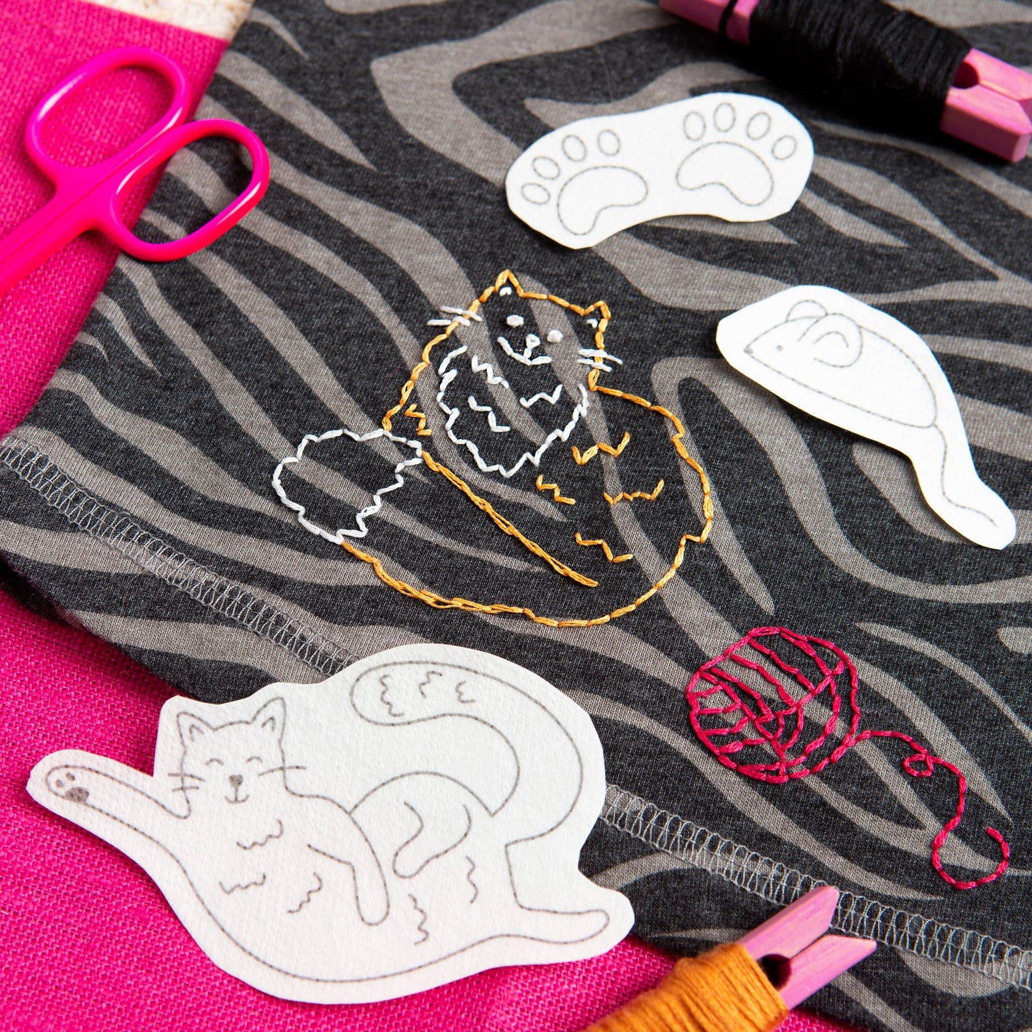 Curious Cats - Stick & Stitch Embroidery Pack