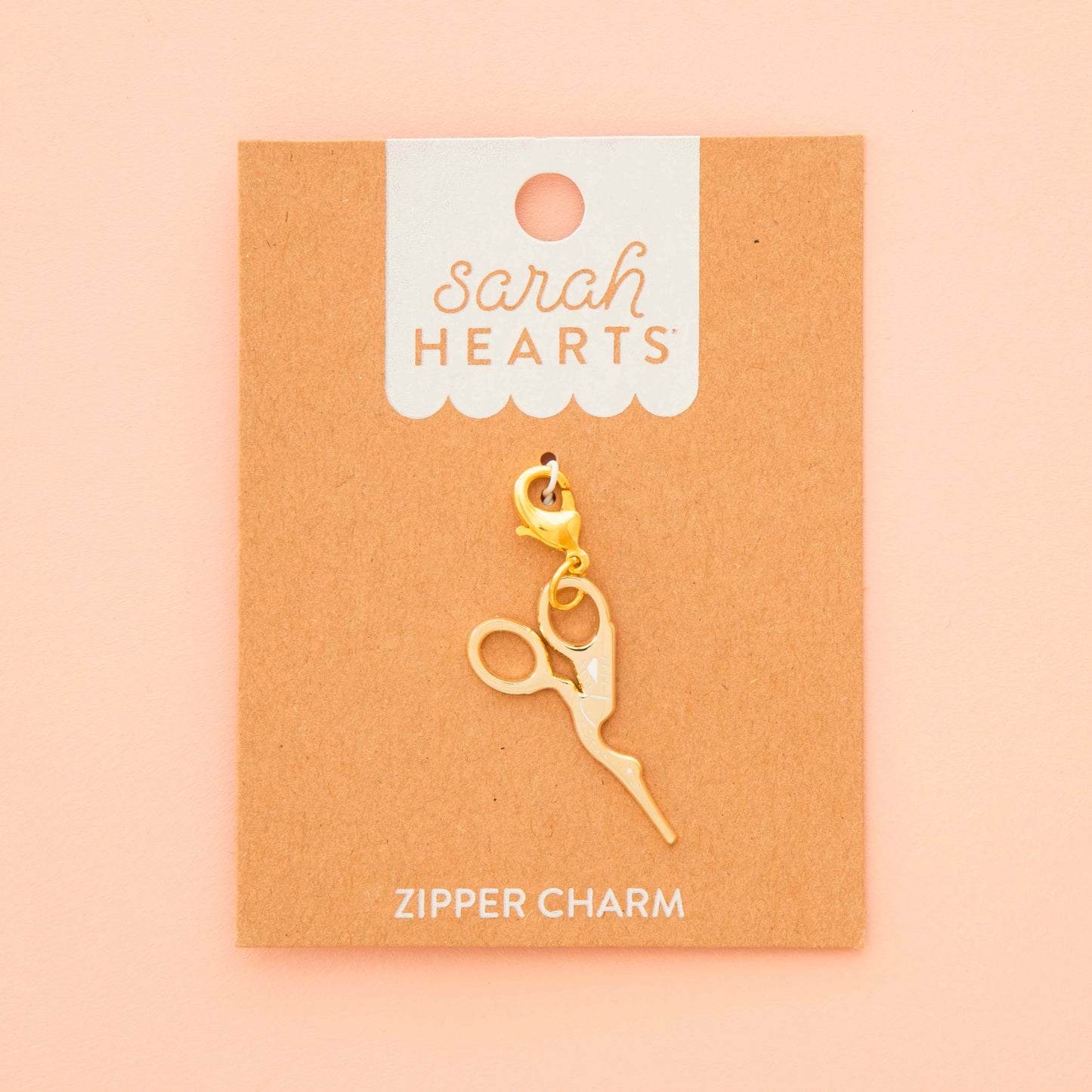 Sarah Hearts Gold Stork Scissor Zipper Charm