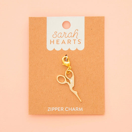 Sarah Hearts Gold Stork Scissor Zipper Charm