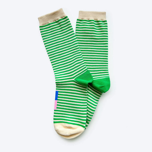 Hooray Sock Co. - Cole Thin Stripe Crew Socks — Fern
