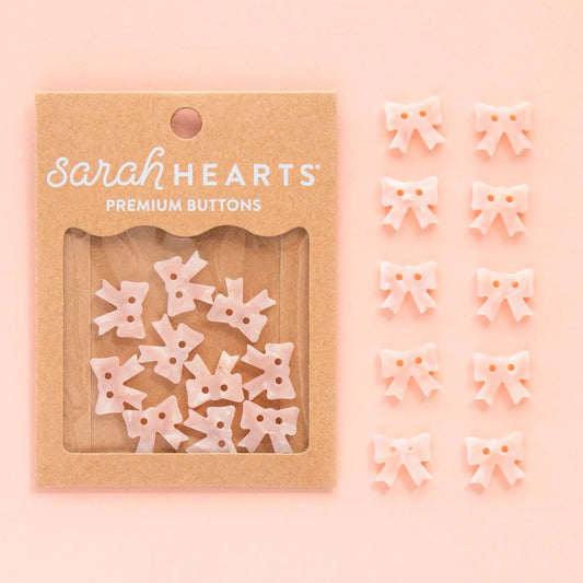 Sarah Hearts Pink Bow Buttons