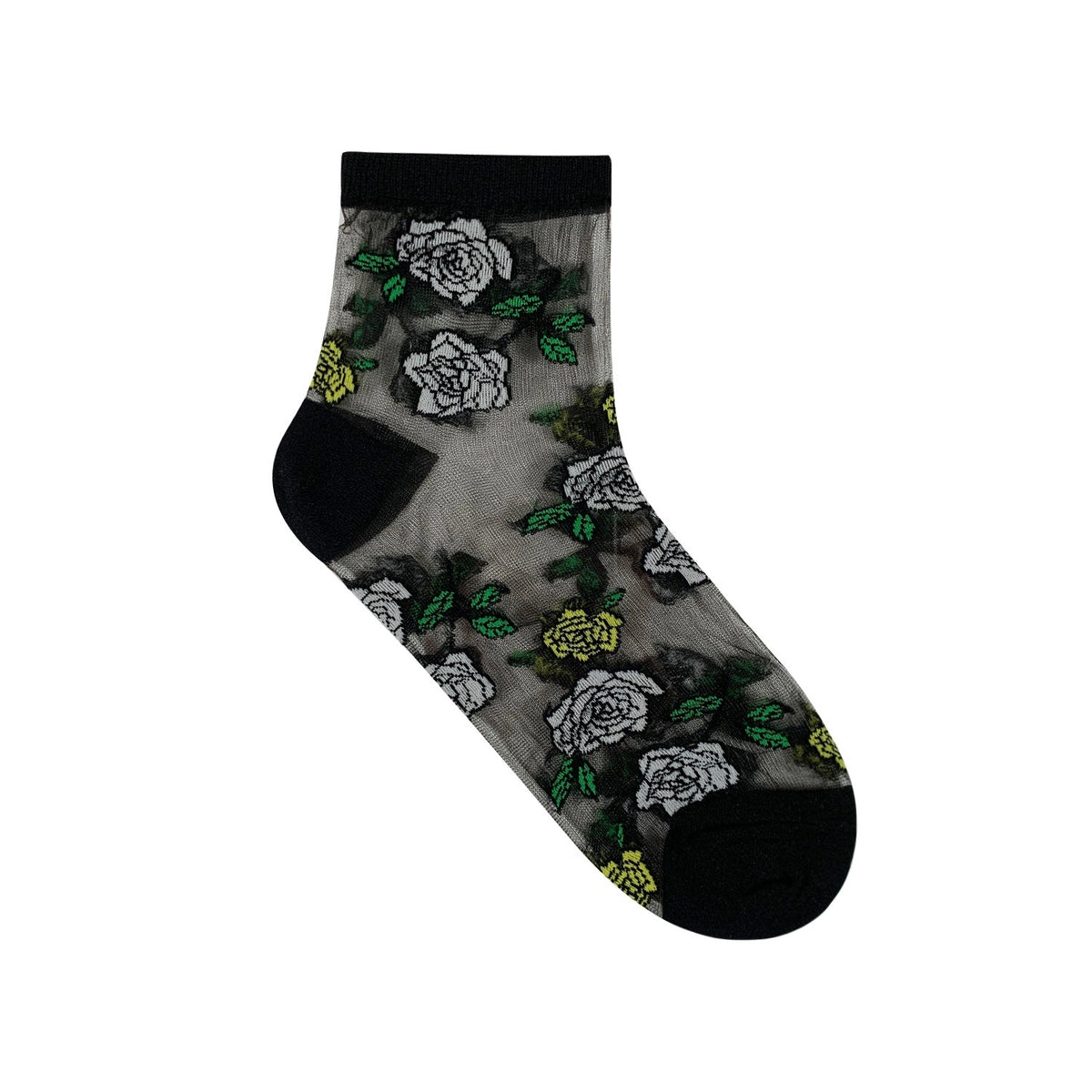 7DAYSSOCKS - Women's Crew Sheer Laced Rose See-Through Socks - 7KC05-1
