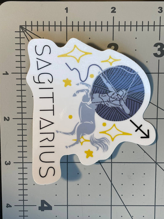 Vinyl Sticker Yarn Zodiac Astrology Sagittarius Crochet