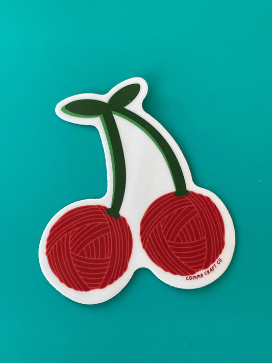 Vinyl Sticker Yarn Cherries Knitting Crochet Spinning Fruit