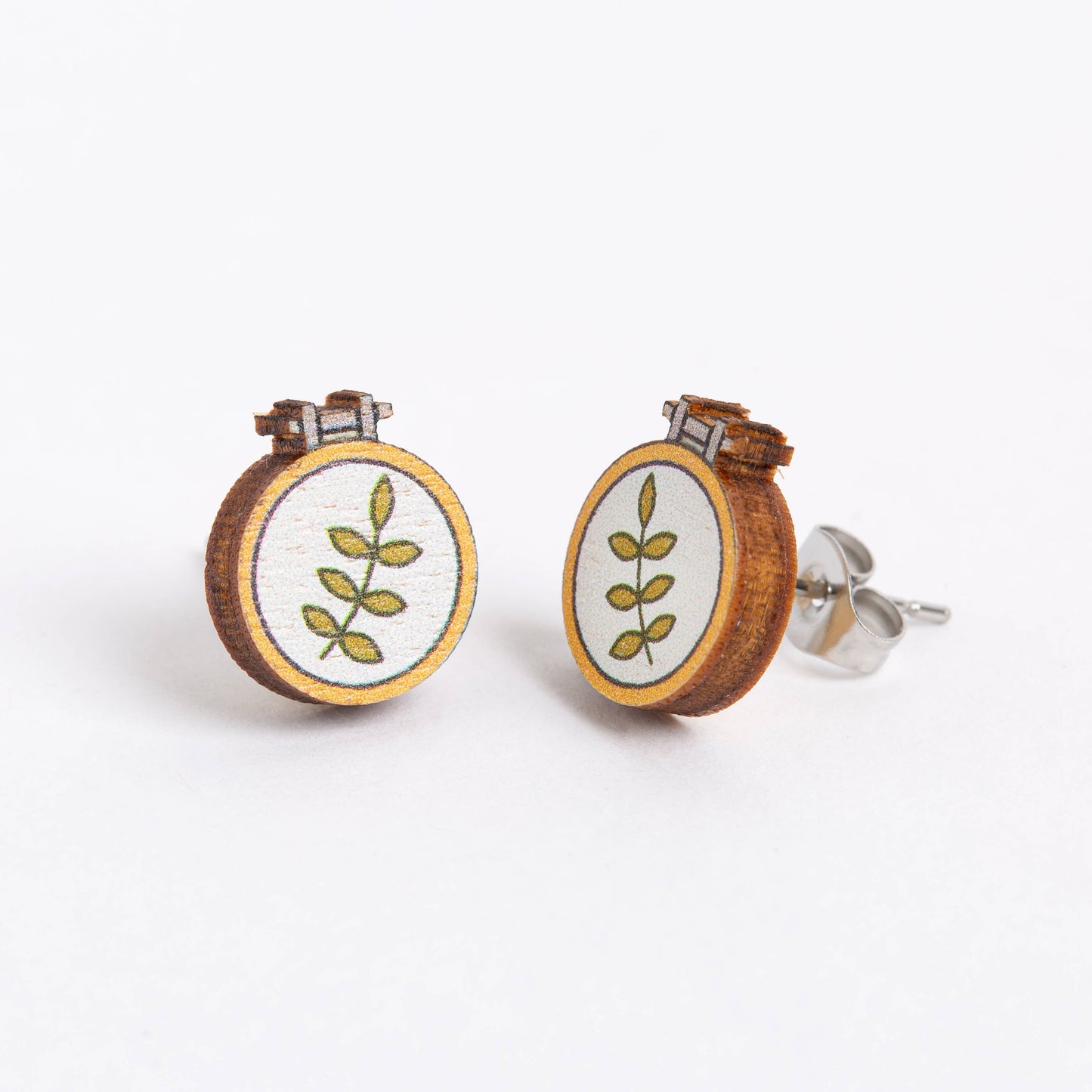 Embroidery Hoop Wooden Earrings