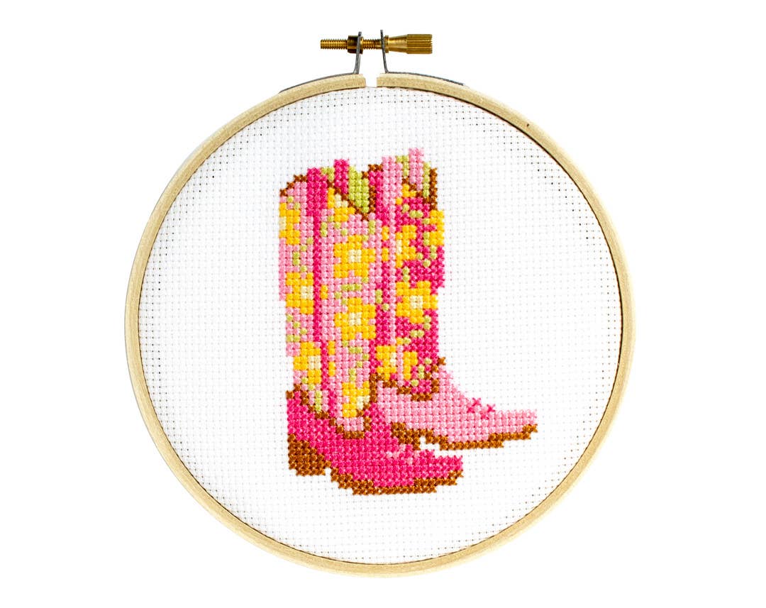 Stranded Stitch Cowgirl Boots Cross Stitch Kit