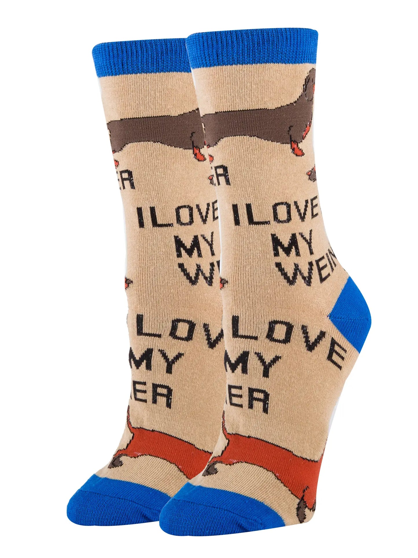 Oooh Yeah Socks - Love My Weiner | Women's Cotton Crew Funny Socks