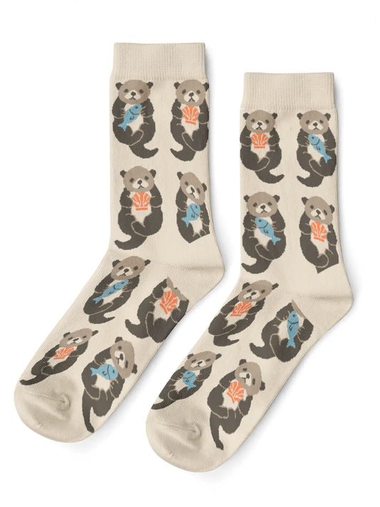 Yellow Owl Workshop - Otters - Small Crew Socks