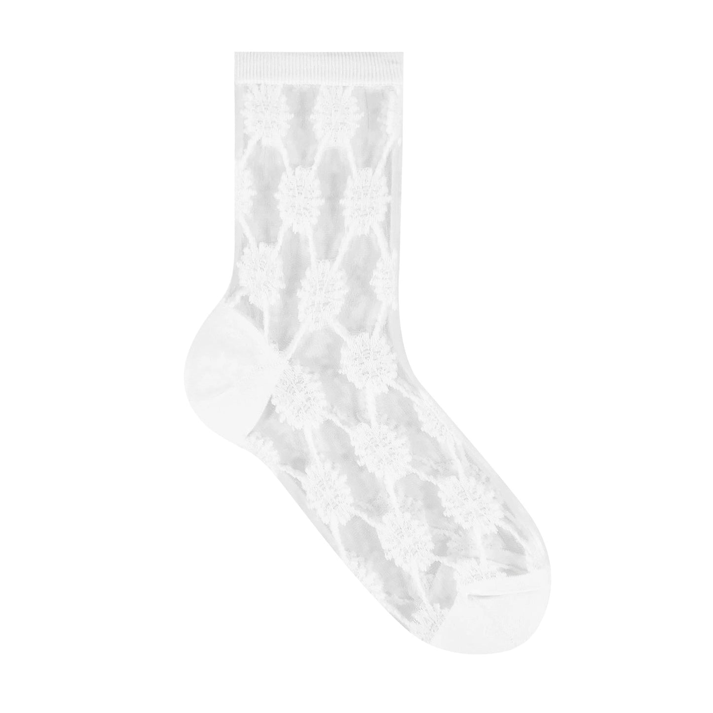 7DAYSSOCKS - Women's Crew Sheer Big Flower See-Through Socks 7KC13-2