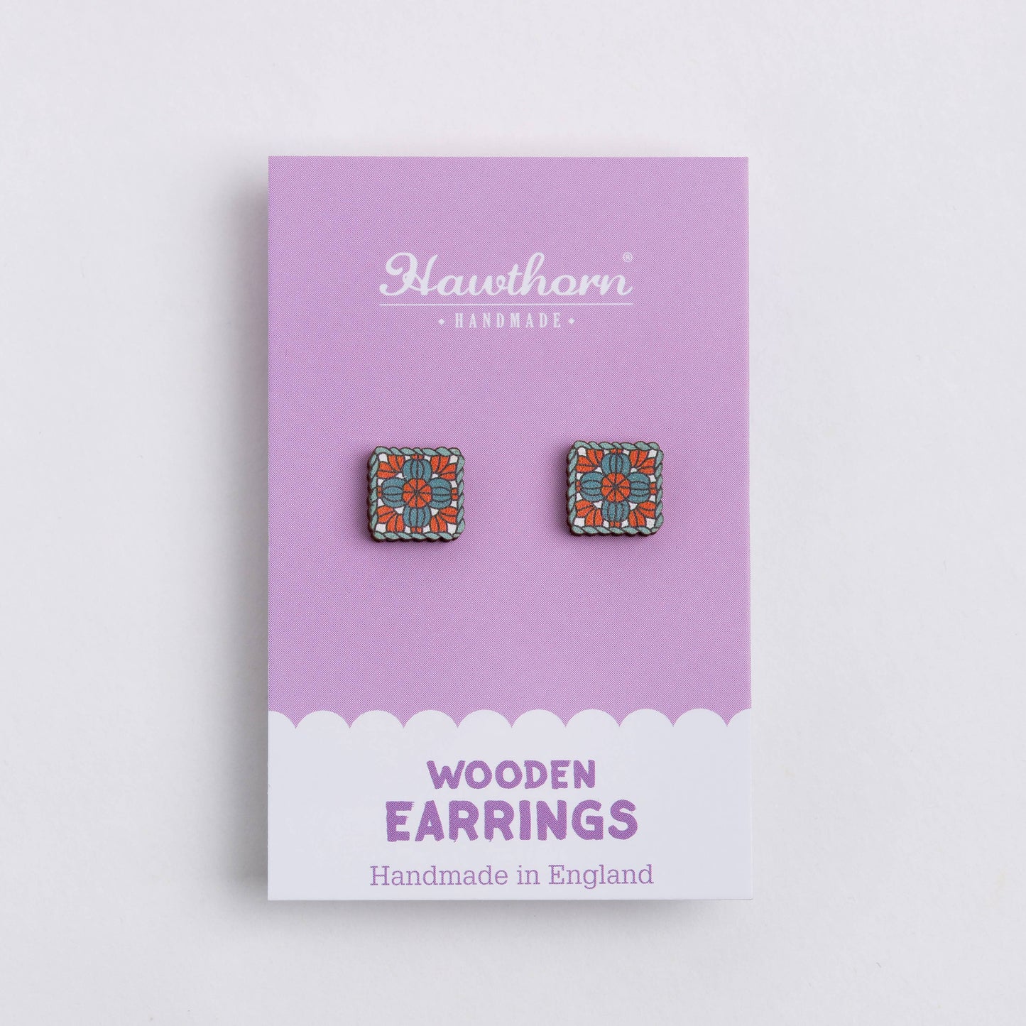 Granny Square Wooden Earrings