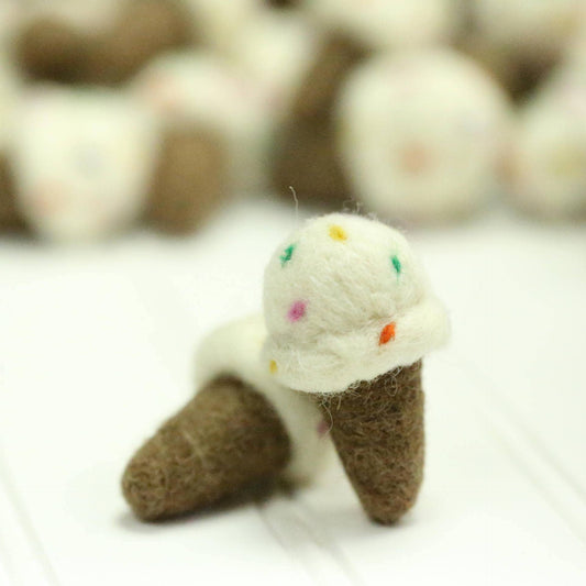 Felted Vanilla Sprinkle Ice Cream Cone