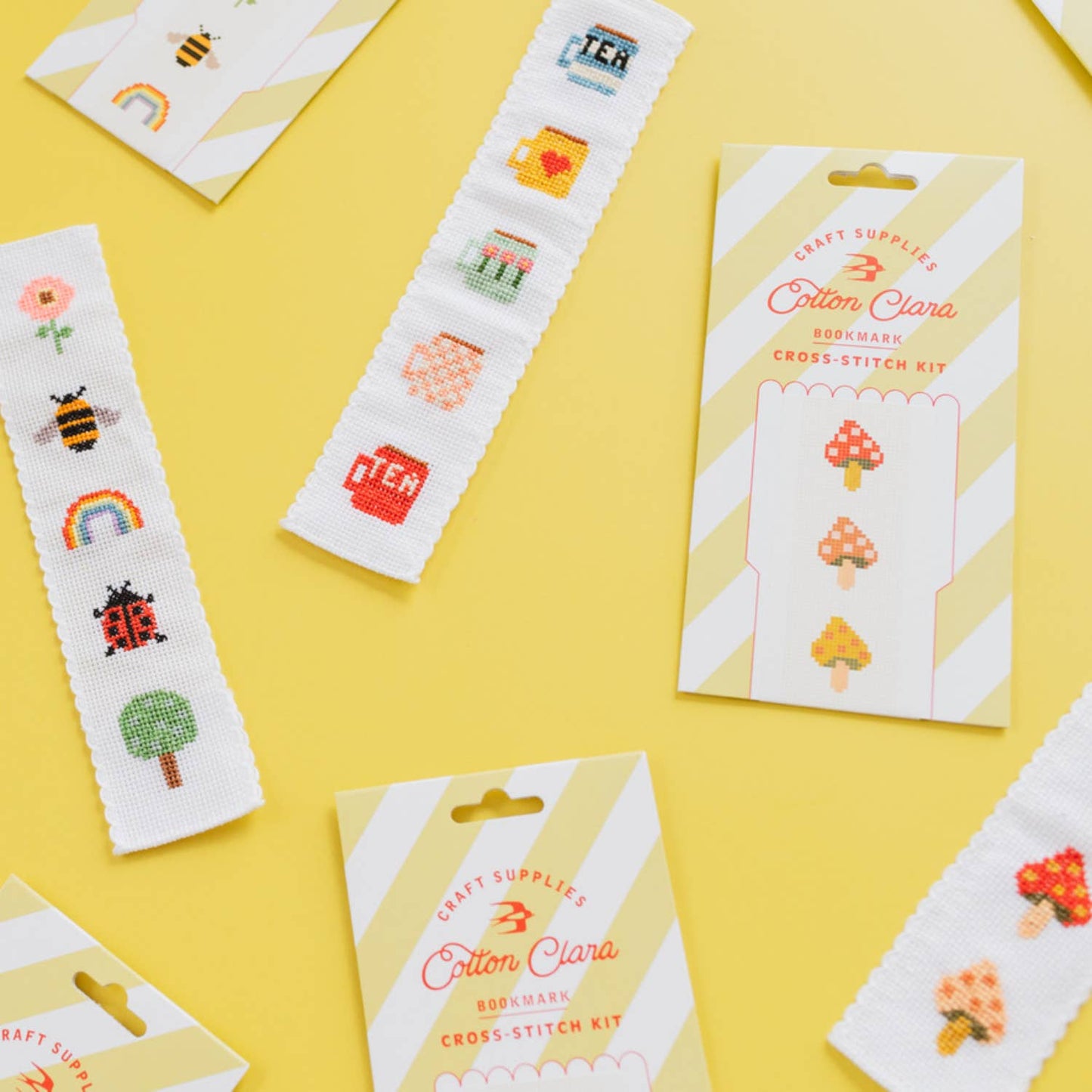 Cotton Clara Tea/Mugs Cross Stitch Bookmark Kit