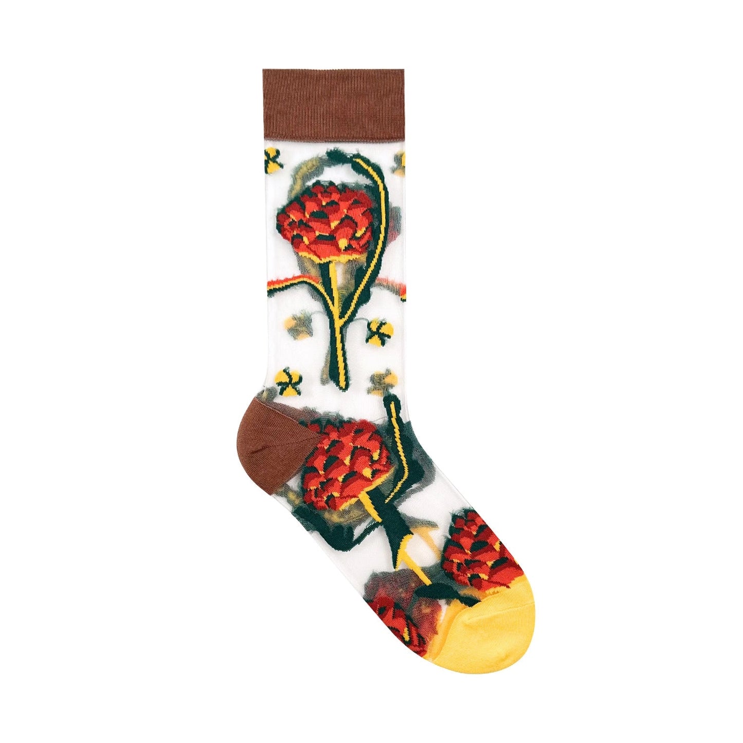 7DAYSSOCKS - Women's Crew Multi Flower See-Through Socks 7W-ST-01-2