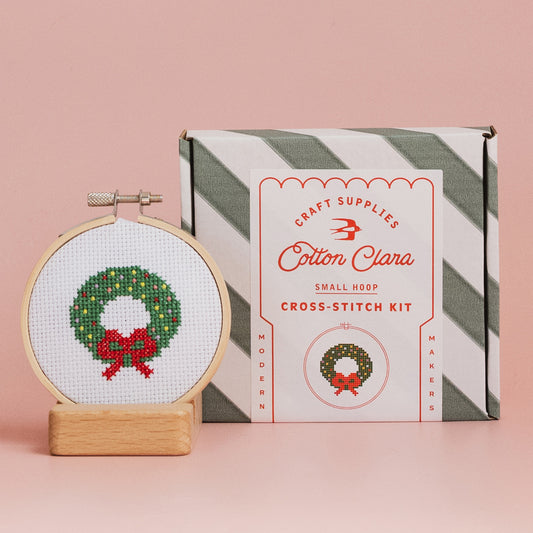 Cotton Clara Beginner Christmas Wreath Cross Stitch Kit