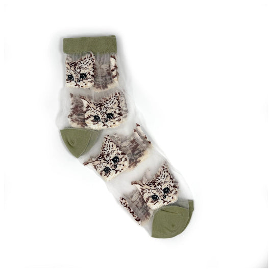 Rainbow Unicorn Birthday Surprise - Cat Mesh Socks -Green
