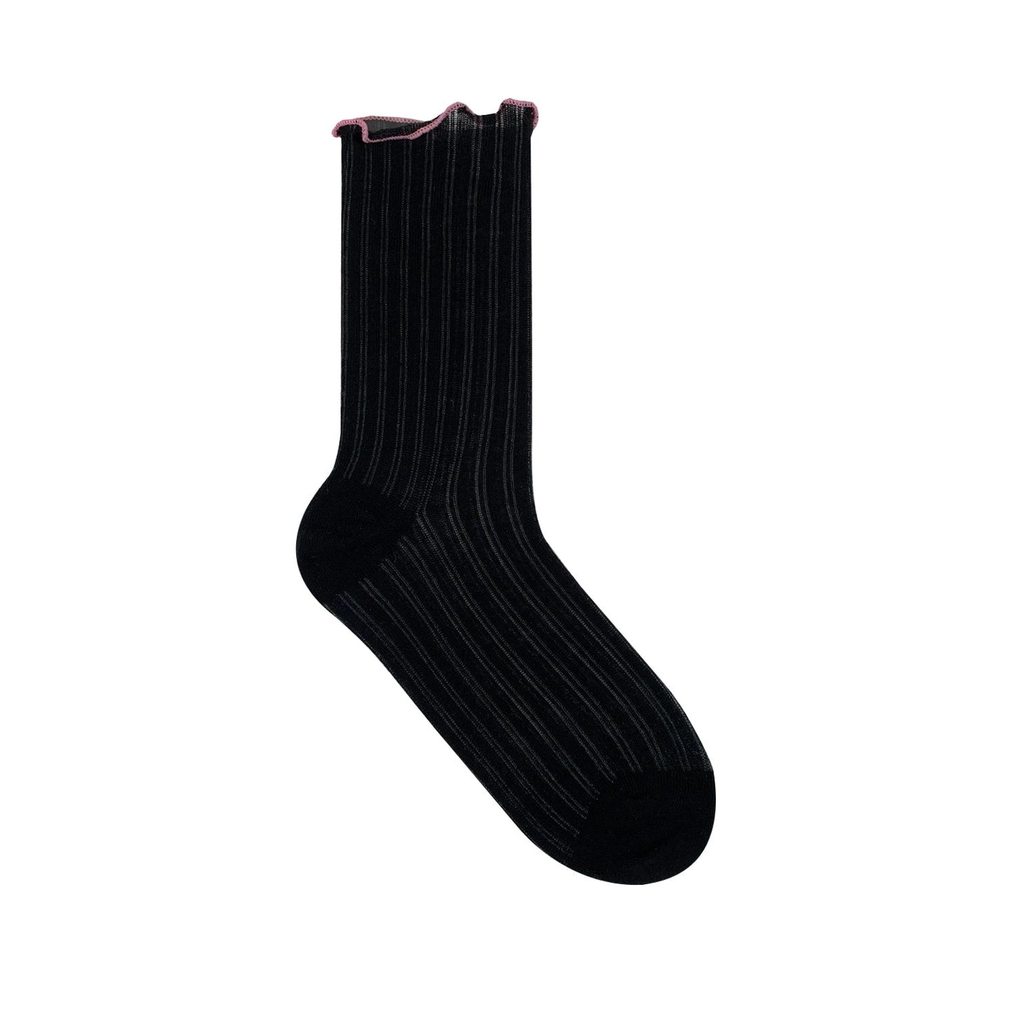 7DAYSSOCKS - Women's Crew Sheer Ruffle See-Through Socks 7KC17-1