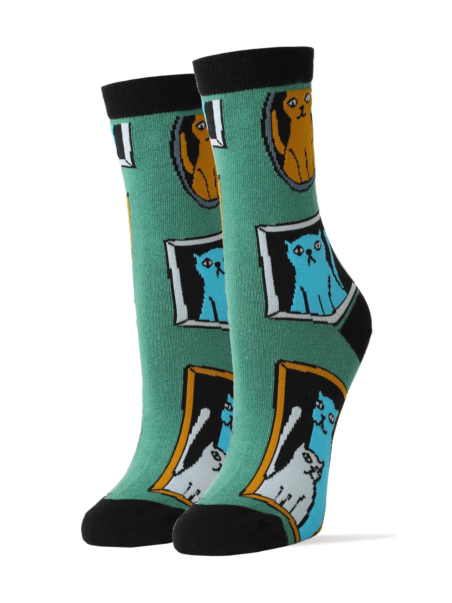 Oooh Yeah Socks - Cat Frames | Women's Cotton Crew Funny Socks
