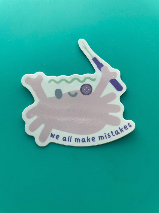 Vinyl Sticker - Sewing Crab We All Make Mistakes Seam Ripper
