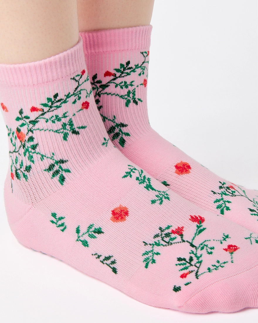 Pointe Studio - Women's Rose Garden Ankle Grip Sock Pink