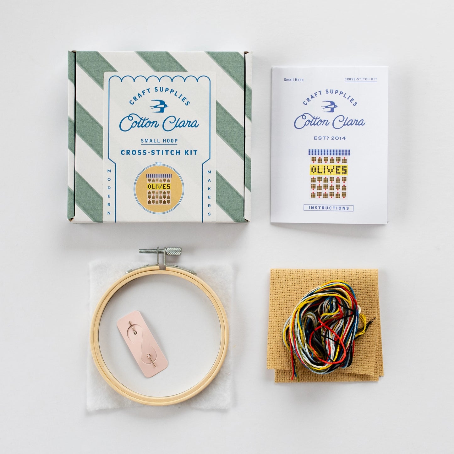 Cotton Clara Beginner Olives Cross Stitch Kit