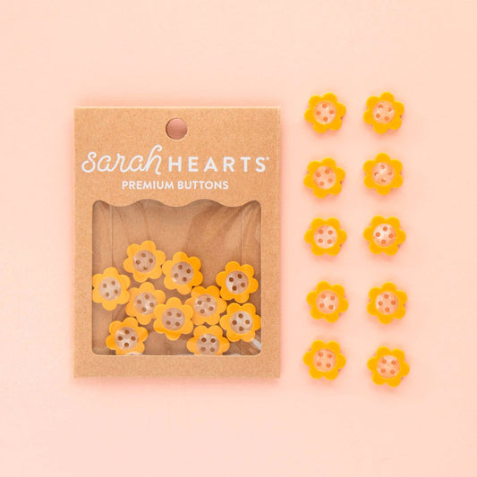 Sarah Hearts Yellow Daisy Button