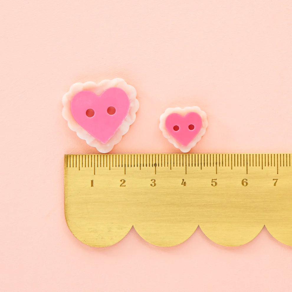 Sarah Hearts Pink Sweet Heart Buttons