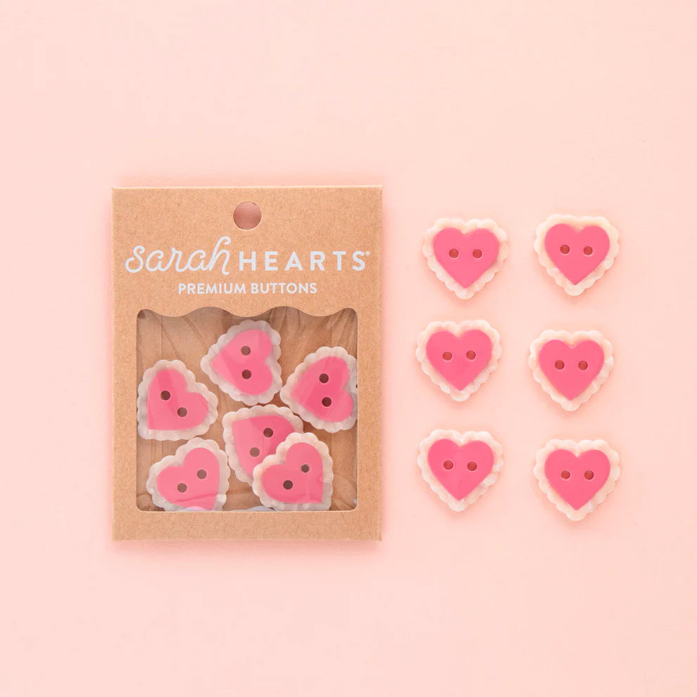 Sarah Hearts Pink Sweet Heart Buttons