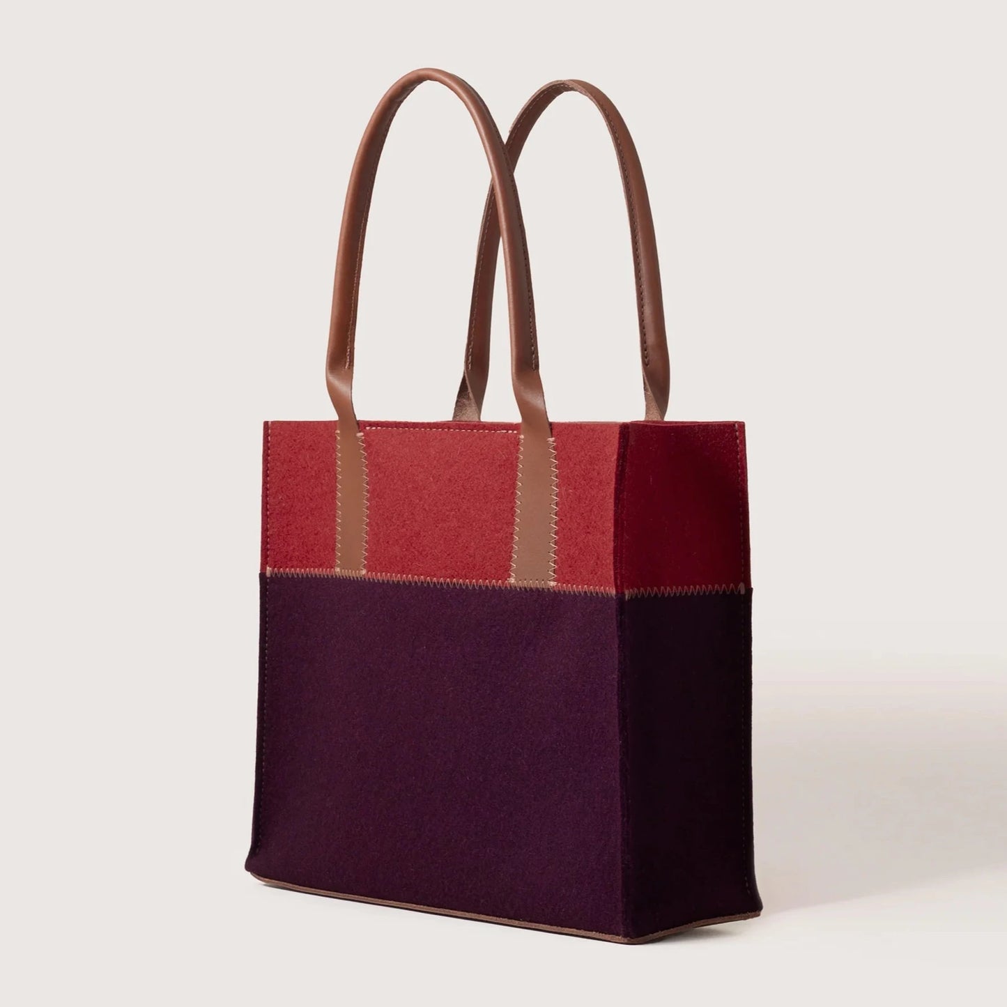 Aubergine & Rosewood Jaunt Merino Wool Tote