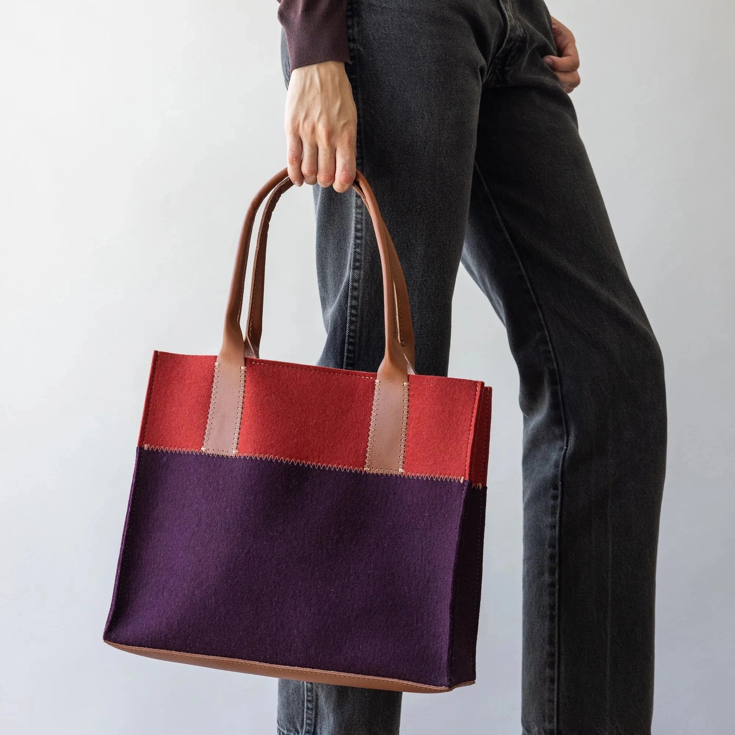 Aubergine & Rosewood Jaunt Merino Wool Tote