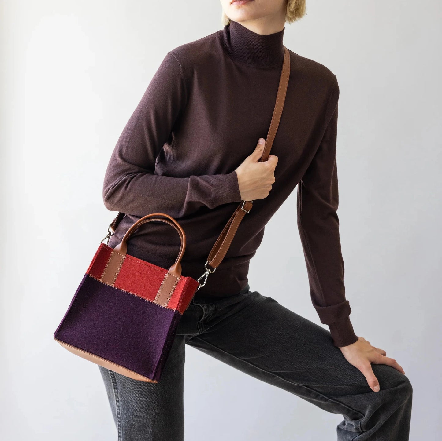 Aubergine & Rosewood Jaunt Merino Wool Tote