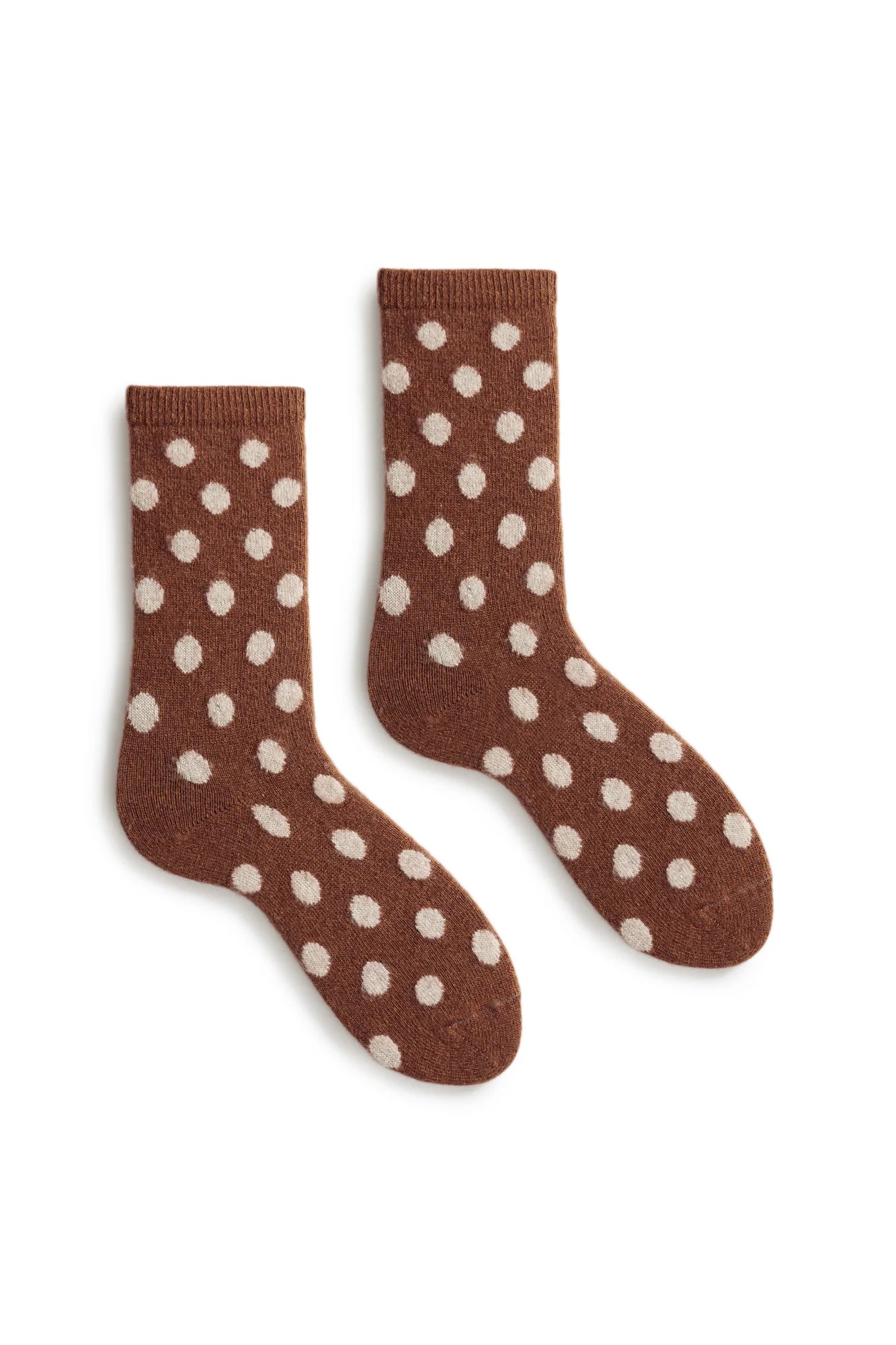 lisa b. - women's dot wool cashmere crew socks - acorn