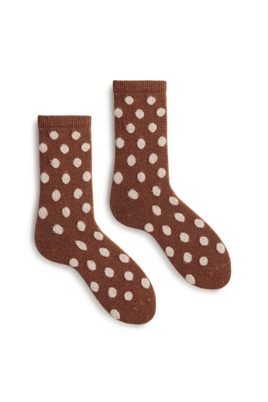 lisa b. - women's dot wool cashmere crew socks - acorn