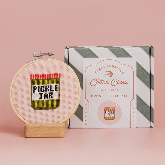 Cotton Clara Beginner Pickle Jar Cross Stitch Kit