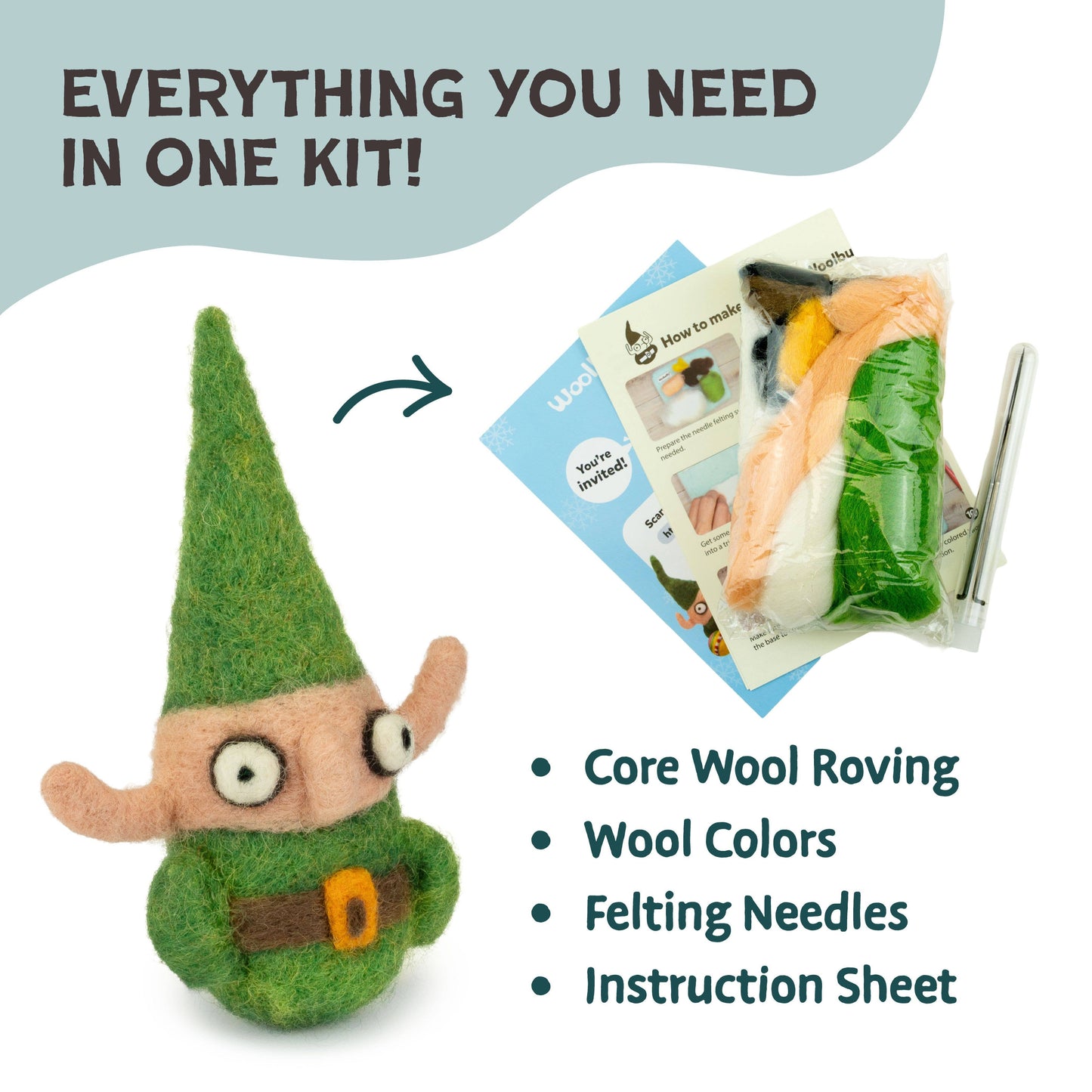 Woolbuddy DIY Needle Felting Kit - Elf