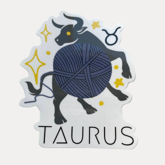 Vinyl Sticker Yarn Zodiac Astrology - Taurus - Crochet Knitt