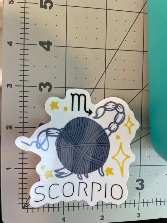 Vinyl Sticker Yarn Zodiac Astrology - Scorpio - Crochet Knit