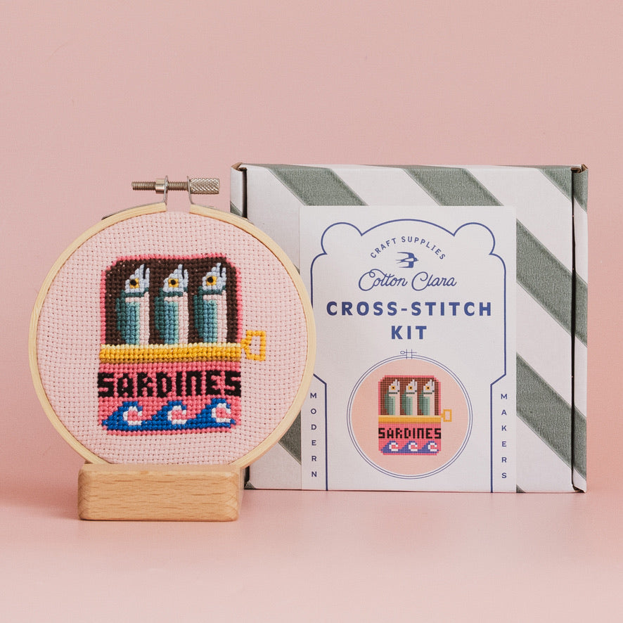 Cotton Clara Beginner Sardines Cross Stitch Kit