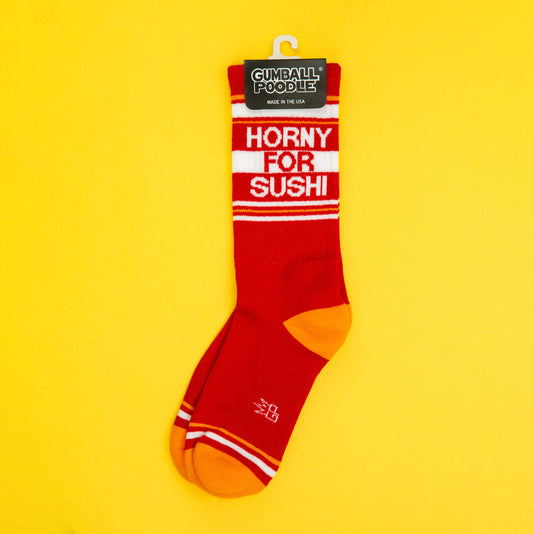 Gumball Poodle - Horny For Sushi Gym Crew Socks
