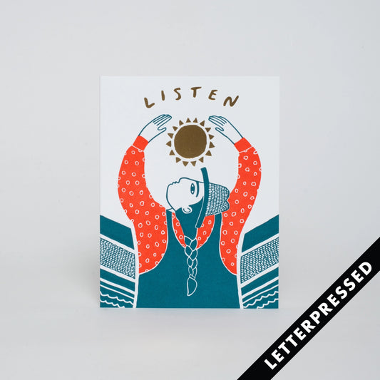 Listen Sun Letterpress Card