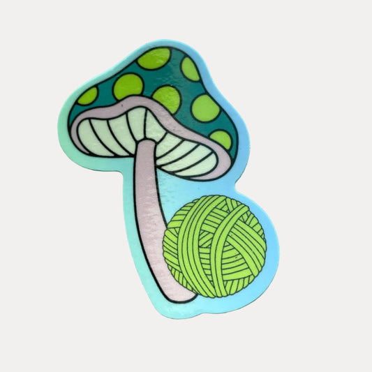 Vinyl Sticker - Mushroom Yarn Ball Spore - Crochet Knitting