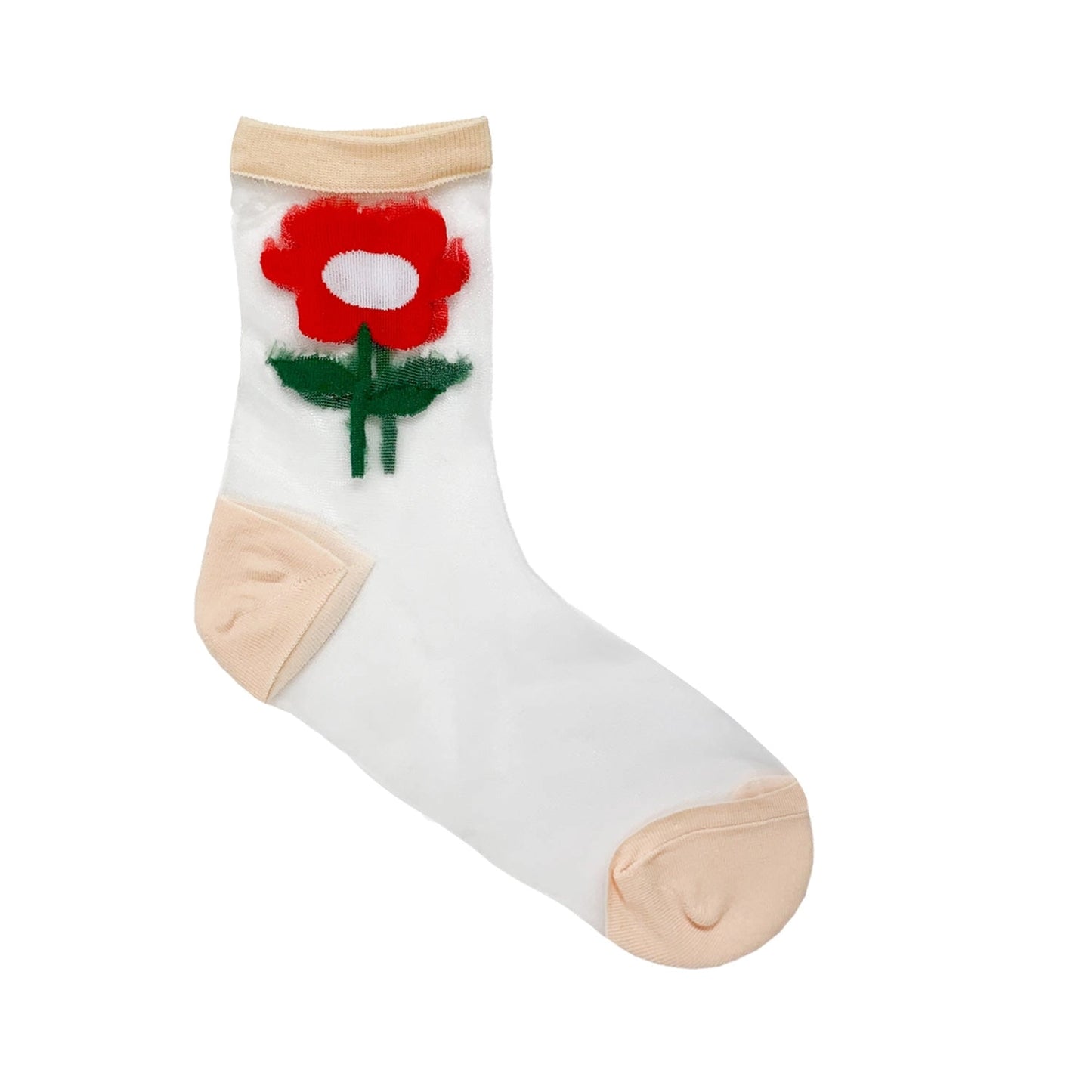 7DAYSSOCKS - Women's Crew See-Through Big Flower Socks SKC23013-3