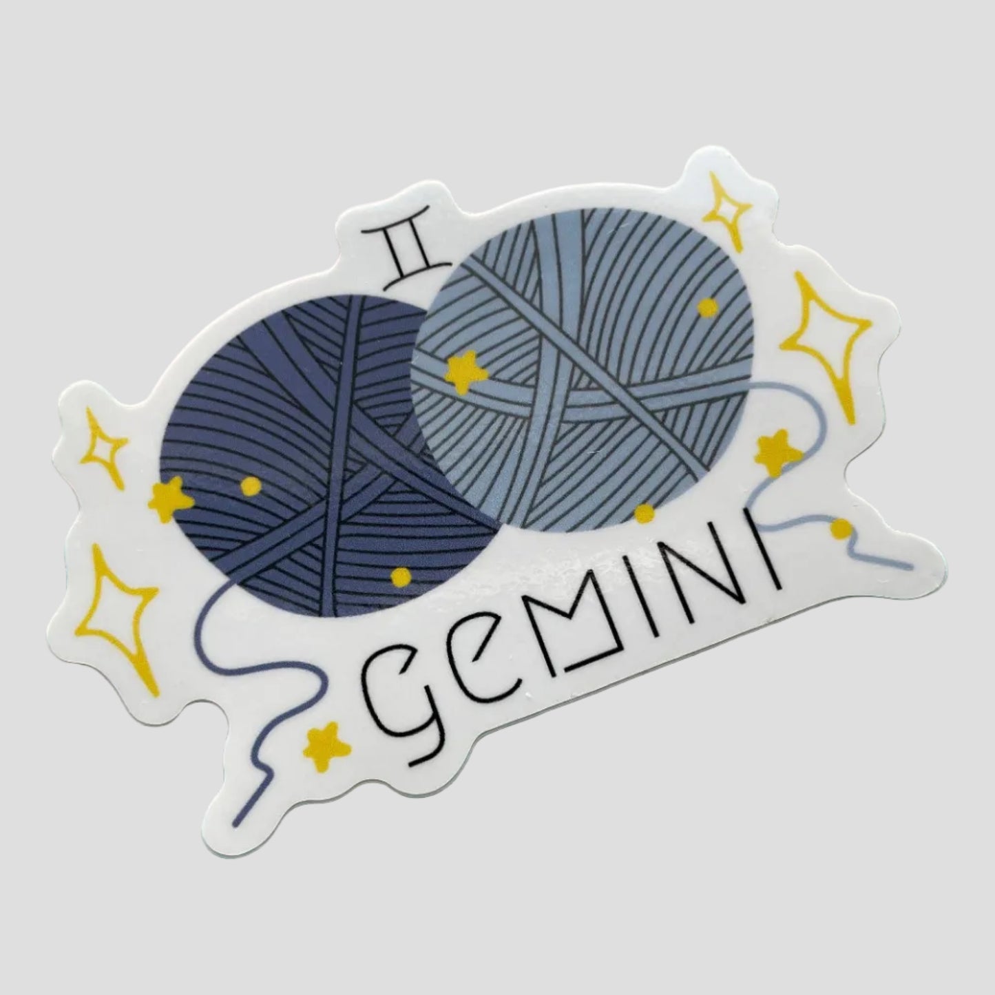 Vinyl Sticker Yarn Zodiac Astrology - Gemini - Crochet Knitt