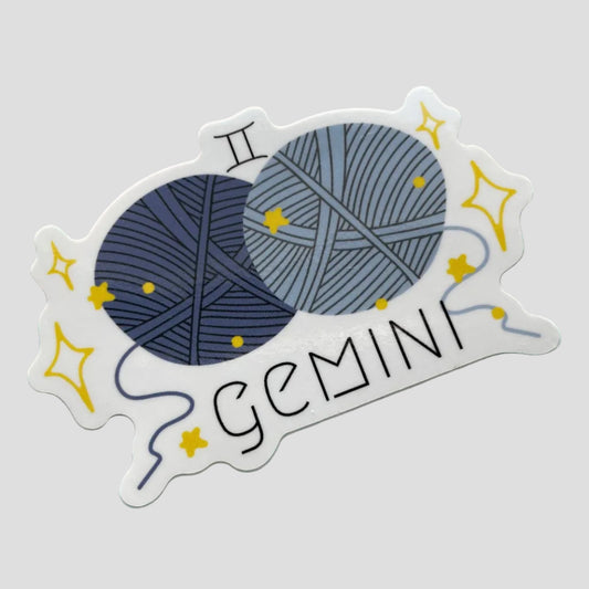 Vinyl Sticker Yarn Zodiac Astrology - Gemini - Crochet Knitt