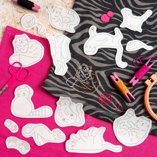 Curious Cats - Stick & Stitch Embroidery Pack