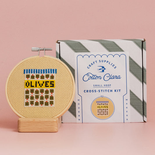 Cotton Clara Beginner Olives Cross Stitch Kit