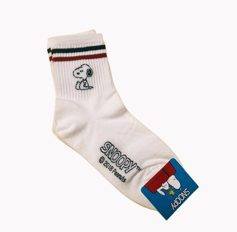 Lucia's K-Wonderland - Peanuts Snoopy & Charlie Brown Daily Crew Ankle Sock- Snoopy - White