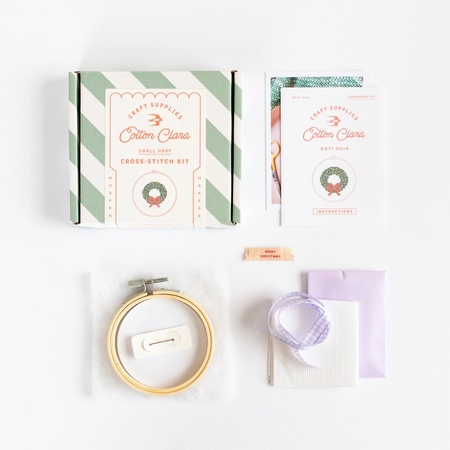 Cotton Clara Beginner Christmas Wreath Cross Stitch Kit