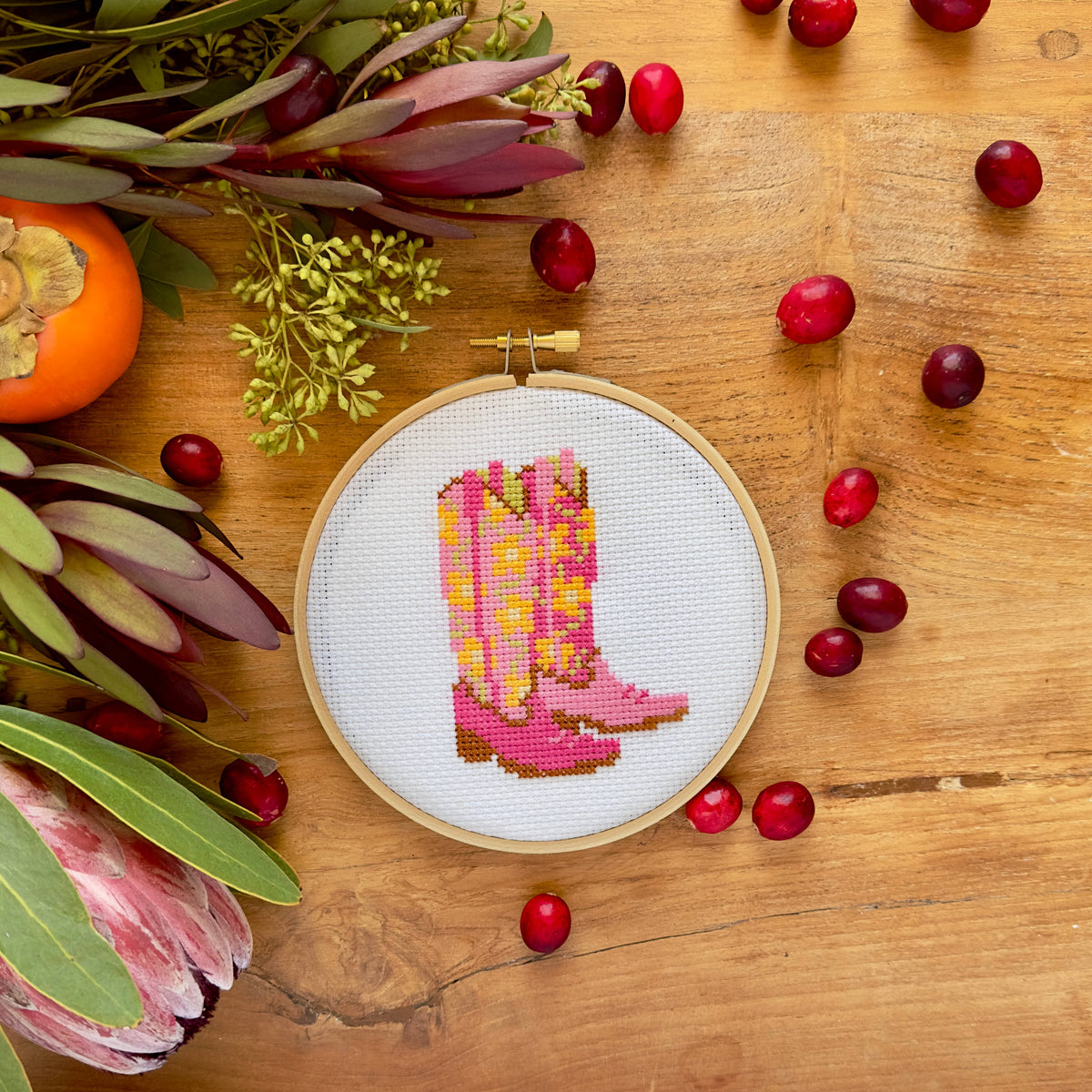 Stranded Stitch Cowgirl Boots Cross Stitch Kit